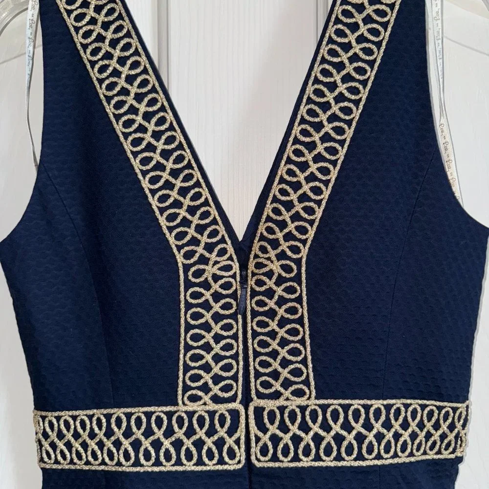 NEW WITH TAGS- Lilly Pulitzer Aveline Shift True Navy Dress Size 0 - Picture 5 of 7